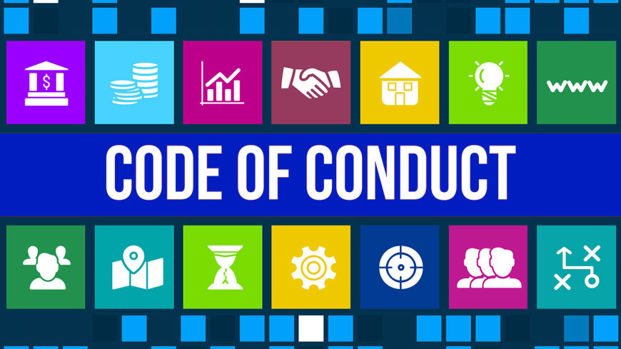 Displays code of conduct.