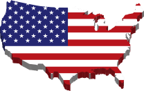 Map of the United States of America with USA flag overlay.